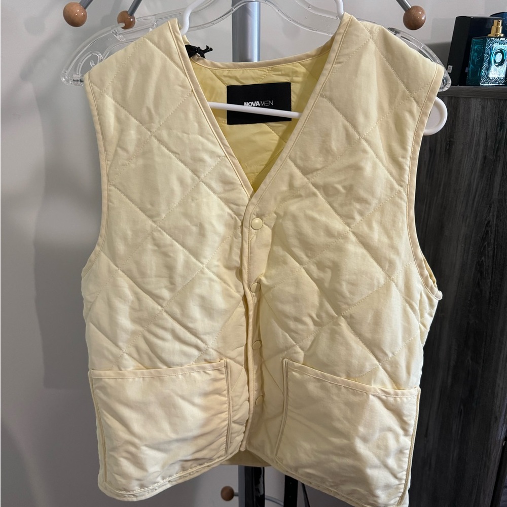 Fashion Nova Quilted Vest in Light Yellow